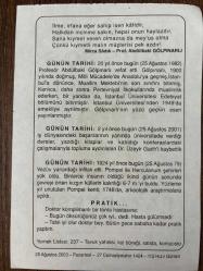 25 AĞUSTOS 2003 - TAKVİM YAPRAĞI - DOĞUM GÜNÜ HEDİYESİ - BÜYÜK SAATLİ MAARİF TAKVİMİ - ATASÖZÜ - PROF.ABDULBAKİ GÖLPINARLI - PROF.ABDULBAKİ GÖLPINARLI'NIN VEFATI - DR.ÜZEYİR GARİH VEFAT ETTİ - VEZÜV YANARDAĞI İNFİLAK ETTİ - PRATİK5