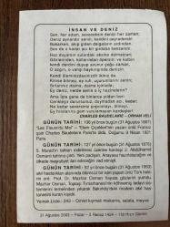 31 AĞUSTOS 2003 - TAKVİM YAPRAĞI - DOĞUM GÜNÜ HEDİYESİ - BÜYÜK SAATLİ MAARİF TAKVİMİ - ORD.PROF.DR. MAZHAR OSMAN UZMAN - ORHAN VELİ - FRANSIZ YAZAR CHARLES BAUDELAİRE ÖLDÜ - 2.ABDÜLHAMİD TAHTA ÇIKTI - ORD.PROF.DR. MAZHAR OSMAN UZMAN VEFAT ETTİ