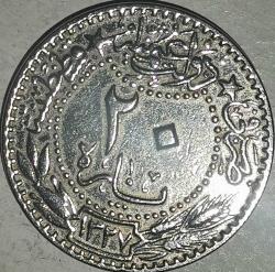 OSMANLI İMPARATORLUĞU SULTAN MEHMET REŞAT 1327/3  20 PARA