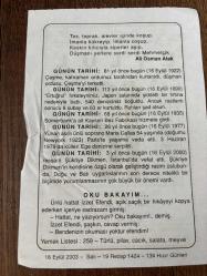 16 EYLÜL 2003 - TAKVİM YAPRAĞI - DOĞUM GÜNÜ HEDİYESİ - BÜYÜK SAATLİ MAARİF TAKVİMİ - IVAN PANIN - ALİ OSMAN ATAK - ÇEŞME'NİN KURTULUŞU - SÜMERBANKA AİT KAYSERİ BEZ FABRİKASI HİZMETE GİRDİ - YUNAN ASILLI SOPRANO MARİA CALLAS VEFAT ETTİ - RESSAM ŞÜKRİYE DİKMEN VEFAT ETTİ - OKU BAKAYIM