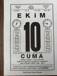 10 EKİM 2003 - TAKVİM YAPRAĞI - DOĞUM GÜNÜ HEDİYESİ - BÜYÜK SAATLİ MAARİF TAKVİMİ - HZ.MUHAMMED - FEVZİ HALICI - AŞIK ALİ İZZET VEFAT ETTİ - ÜNLÜ İTALYAN BESTECİ GUESEPPE VERDİ DOĞDU