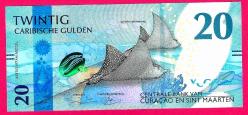 Curacao & Sint Maarten 20 Gulden 2025 P 2 NEW Spotted eagle ray UNC (TK 17 642) ÇİL