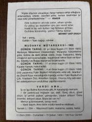 11 EKİM 2003 - TAKVİM YAPRAĞI - DOĞUM GÜNÜ HEDİYESİ - BÜYÜK SAATLİ MAARİF TAKVİMİ - ATATÜRK - MEHMET AKİF ERSOY - MUDANYA MÜTAREKESİ - KIYAFET KANUNU KABUL EDİLDİ - YAZARIMIZ FAKİR BAYKURT ALMANYA'DA VEFAT ETTİ - VARDI AMA