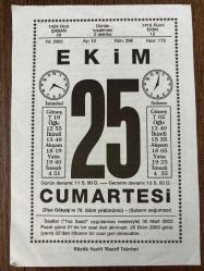 25 EKİM 2003 - TAKVİM YAPRAĞI - DOĞUM GÜNÜ HEDİYESİ - BÜYÜK SAATLİ MAARİF TAKVİMİ - ZİYA GÖKALP - ZİYA GÖKALP VEFAT ETTİ - AZİMKAR