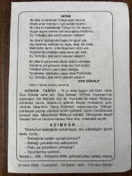 25 EKİM 2003 - TAKVİM YAPRAĞI - DOĞUM GÜNÜ HEDİYESİ - BÜYÜK SAATLİ MAARİF TAKVİMİ - ZİYA GÖKALP - ZİYA GÖKALP VEFAT ETTİ - AZİMKAR