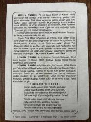 1 KASIM 2003 - TAKVİM YAPRAĞI - DOĞUM GÜNÜ HEDİYESİ - BÜYÜK SAATLİ MAARİF TAKVİMİ - MUSTAFA KEMAL ATATÜRK - OSMANLI SALTANATI TBMM'DE KALDIRILDI - ŞAİR YAHYA KEMAL BEYATLI VEFAT ETTİ - RİNDLERİN HAYATI