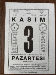 3 KASIM 2003 - TAKVİM YAPRAĞI - DOĞUM GÜNÜ HEDİYESİ - BÜYÜK SAATLİ MAARİF TAKVİMİ - GÜRER AYKAL - HZ.MUHAMMED - UNESCO - TANZİMATI HAYRİYE FERMANI KABUL EDİLDİ
