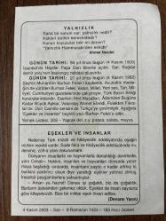 4 KASIM 2003 - TAKVİM YAPRAĞI - DOĞUM GÜNÜ HEDİYESİ - BÜYÜK SAATLİ MAARİF TAKVİMİ - DR. MEHMET ALİ DERMAN - AHMET NECDET - ŞEYHÜL MUHARRİRİN BURHAN FELEK VEFAT ETTİ - HAYDARPAŞA GARI AÇILDI - EŞEKLER VE İNSANLAR
