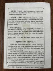 5 KASIM 2003 - TAKVİM YAPRAĞI - DOĞUM GÜNÜ HEDİYESİ - BÜYÜK SAATLİ MAARİF TAKVİMİ - ATATÜRK - ÜNLÜ BESTECİ WOLFGANG AMADEUS MOZART VİYANA'DA ÖLDÜ - ANKARA HUKUK FAKÜLTESİ AÇILDI - TULUATÇI İSMAİL DÜMBÜLLÜ VEFAT ETTİ - EŞEKLER VE İNSANLAR