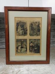Antika  Orjinal 1800'ler 4 Farklı Temalı Gravür Tablo