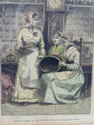 Antika  Orjinal 1800'ler 4 Farklı Temalı Gravür Tablo