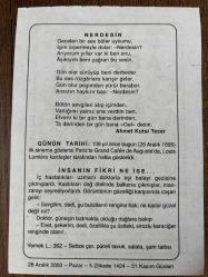 28 ARALIK 2003 - TAKVİM YAPRAĞI - DOĞUM GÜNÜ HEDİYESİ - BÜYÜK SAATLİ MAARİF TAKVİMİ - HZ.MUHAMMED - AHMET KUTSİ TECER - İLK GENEL SİNEMA SALONU AÇILDI - İNSAN FİKRİ NE İSE