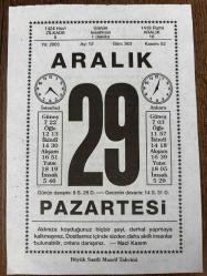29 ARALIK 2003 - TAKVİM YAPRAĞI - DOĞUM GÜNÜ HEDİYESİ - BÜYÜK SAATLİ MAARİF TAKVİMİ - NACİ KASIM - YAHYA KEMAL - PROF. EMİN BARIN VEFAT ETTİ - TEKSAS AMERİKA'YA KATILDI - DAHA BÜYÜK