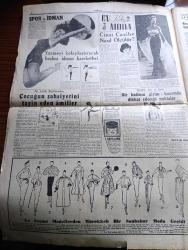 Cumhuriyet Pazar Gazetesi - 20 Eylül 1953 - Dünya Mizahı - Karikatür - Sulukulede Bir Gece Eğlentisi Yazan Kazım Kip - Birleşmiş Milletler Nezleye Karşı Büyük Bir Mücadeleye Hazırlanıyor - Haftanın Şakaları Yazan Burhan Felek - 1.80 Boyundaki Artist Jose Ferrer Cüce Ressam Rolünde - Greta Garbo'nun Boğaziçi Günleri Fotoğrafı - Bing Crosby'nin Yeni Rol Arkadaşı Nicole Maurey Fotoğrafı - Marilyn Monroe'nun Esrarı - Ev Kadın Moda Köşesi - Cinsi Cazibe Nasıl Ölçülür - Ressamlar ve Şairler Deliler Gibidir İstedikleriniz Yaparlar Yazan Zeynel Akkoç - Dünya Edebiyatından Seçme Hikayeler Yazan Betty Kjelgard - İlk Tayyare Havada 1 Dakika Uçmuştu Bugün Dünya Üç Günde Dolaşılıyor - Harp Köpekleri Nasıl Yetiştiriliyor - Buluttan Nem Kapan Hassas Elektronik Burun - Tıp Tarihinde Emsalsiz Vaka Taş Kesilen Böbrek - İster İnan İster İnanma Yazan Ripley - Ölmez Adam - Kanadada Buzdan Bir Saray - Dünyanın En Tehlikeli İşi Artezyen Kuyularını Temizleme