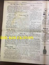 YENİ KÖROĞLU GAZETESİ - 17 AĞUSTOS 1932 - SAYI: 450 - 15 YILLIK SULH LAFININ SONU: DİPLOMATLAR KEYFİNDE TOPLAR YERİNDE - HÜKUMETİMİZDEN BİR RİCA, MEYVALARIMIZA YAZIK OLMASIN - İSMET İNÖNÜ 1932 FOTOĞRAFI - ÇOCUK BABALARI, MEKTEPLİLER - DİRİ DİRİ ADAM GÖMENLER! - AMAN KIZLAR - KEŞİŞİN FENDİ PATRİĞİ YENDİ - İZMİR'DEKİ KAZA - AYTEN, GENÇ KIZLARIN ROMANI - BOMONTİ RAKI - ÇOCUKLARA İSTİKBAL - ZİRAAT BANKASI, BAŞVEKİLİMİZDEN BİR İSTİRHAM, GÖNÜL MÜ PARA MI? - DÜNYA NEREYE GİDİYOR? - BAŞ PELVANLIK, RESMİ GÜREŞLER BAŞLIYOR - YÜZDE 20 ANAFOR - HACCACI ZALİM, ARAP TARİHİNDEN BİR PARÇA, HACCAÇ BAŞSIZ ÖLÜYÜ BACAĞINDAN ASTIRDI - KEMALETTİN ŞÜKRÜ - İPEKİŞ BURSA YERLİ MALLAR SERGİSİ - KIBRIS VİKTORYA TÜRK KIZ LİSESİ 1932 FOTOĞRAFI