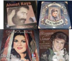 1750TL ŞOK FİYAT 4  PLAK LP-  Zeki Müren Sorma Gülden Karaböcek Dilek Taşı 45'lik Kayıt  RESİTALLER 1 AHMET KAYA -- Akşam oldu hüzünlendim ben yine MÜZEYYEN SENAR SIFIR JELATİNLİ AMBALAJINDADIR
