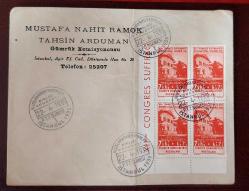 1935 Kadın Hakları Kongresi 4lü blok pullu.ilkgün damgalı zarf