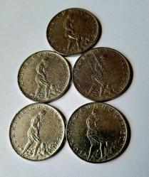 302// 2,5 Lira (1971,72,73,74,75) Yılları  5'li set Çil durumda