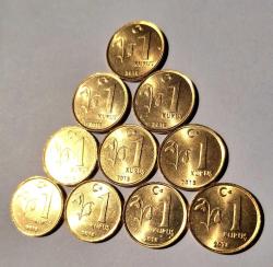 307// 1 Kuruş (2018) Çil, Darphane poşetinden 10'lu lot