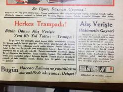 YENİ KÖROĞLU GAZETESİ - 10 EYLÜL 1932 - SAYI: 457 - HERKES TRAMPADA! BÜTÜN DÜNYA ALIŞ VERİŞTE, YENİ BİR YOL TUTTU: - TRAMPA - ALIŞ VERİŞTE HÜKUMETİN GAYRETİ - 40 PARAYA ŞERBET - AĞIR CEZALILAR - TAHİR EFENDİ TİRENDE - EDEPSİZLİK - AH BU İÇKİ AH! - MAHMURE YAMAN KADIN! - PARA MI GÖNÜL MÜ? - 30 YAŞINDA SÜNNET - FABRİKA, AMAN FABRİKA - 1 KOYUN 3 LİRA - DEVRAN, AH KADINLAR. - HACCACI ZALİM, HACCAÇ O GÜN DÜNYANIN EN ACIKLI BİR CİNAYETİNİ YAPTI. BU FACİA ÇOK TÜYLER ÜRPERTİCİDİR, 100 İHTİYAR KAZIKTA - ARAP TARİHİNDEN BİR PARÇA, KEMALETTİN ŞÜKRÜ - ÇOCUKLARA İSTİKBAL - SAMSUN AVCILARI TOPLUCA FOTOĞRAFI 1932 - 18 ÇOCUKLU HALİL DAYI ve AİLESİNİN 1932 FOTOĞRAFI