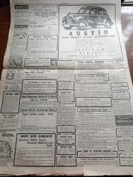 Cumhuriyet Gazetesi - 9 Nisan 1948 - Umumi Af Tasarısı Köşe Yazısı - Bulgaristanla Aramızdaki Ataşemiliterler Hadisesi - Batı Almanya'da Hükümet Kurulmak Üzere Birleşik Amerika 5 Maddelik Bir Program Teklif Etti - Bir Amerikalı Yazara Göre Türk Rus Savaşında Bizim 4 Günden Fazla Dayanabileceğimize İstanbul'da Kimse İnanmıyormuş - Adapazarı'nda Sel Fotoğraf - Romanya'dan Firarlara Kızılordu Mensupları Yardım Ediyorlar - Beş Yıllık Maden Planı - Yeni Tip Ekmek Kararnamesi Çıktı - İstanbul'da Köpek Salgını - Düşman Piyesi Şehir Tiyatrosundaki Hadise'nin Dünkü Muhakemesi Fotoğraf - Goebbels'in Hatıraları Yazı Dizisi - Damga Filmi Taksim Sinemasında - Türkiye İktisat Mecmuası 3. Sayısı Çıktı - John Steinbeck'in Gazap Üzümleri Remzi Kitabevinde - Huzur Yazan Ahmet Hamdi Tanpınar Yazı Dizisi - Çimento Meselesi Yazan Burhan Felek Köşe Yazısı - Austin 1948 Model Binek Otomobilleri - Bugünkü Radyo Programı - Muammer Karaca Opereti Maksimde Hangisi Oyunu - Dermoliv Uyuz Ve Deri Hastalığı İçin