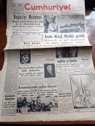 Cumhuriyet Gazetesi - 16 Eylül 1945 - Boğazlarımız Ve Amerikan Tezi Profesör Doktor Yavuz Abadan Köşe Yazısı - Irak Kral Naibi Geldi Fotoğraf - Amerikan Basını İngiltere'ye Yardım Edilmesi Aleyhinde - İstanbul Milletvekilleri Halkı Dinliyorlar - Acı Bir Kayıp Eczacı Hasan Dün Bir Kalp Krizi Neticesi Vefat Etti - Cemal Nadir Karikatür - Goering'in Hatıraları Yazı Dizisi - Haftanın Şakaları Yazan Burhan Felek - Lorel İle Hardi Çalgıcı Filmi İpek Sinemasında - Ciğerdelen Yazan Safiye Erol Yazı Dizisi - Beşinci Kol Saray Sinemasında - Zehra Bilir Ve İsmail Dümbüllü Beşiktaş Bahçesinde - Fenerbahçe Takımı Ajaks Futbolcularıyla Karşılaşıyor - Kira Kiralina Yazan Panait İstirati - Şişli Terakki Lisesi - Bugünkü Radyo Programı - Safiye Ayla Melahat İzmirli Ve Suzan Güven Cağaloğlu Çiftesaraylar Bahçesinde