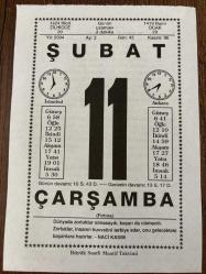 11 ŞUBAT 2004 - TAKVİM YAPRAĞI - DOĞUM GÜNÜ HEDİYESİ - BÜYÜK SAATLİ MAARİF TAKVİMİ - NACİ KASIM - DR. AHMET İHSAN KIRIMLI - NEZİH DEMİRKENT'İN VEFATI - TÜRKİYE CUMHURİYETİ İLE SOVYETLER BİRLİĞİ ARASINDA TARAFSIZLIK ANLAŞMASI İMZALANDI - GÖKYÜZÜ NEDEN MAVİDİR ?