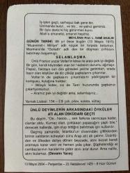 13 MAYIS 2004 - TAKVİM YAPRAĞI - DOĞUM GÜNÜ HEDİYESİ - BÜYÜK SAATLİ MAARİF TAKVİMİ - PROF. L. SAMİ AKALIN - SELAMLAŞMA - ÜNLÜ DEYİMLERİN ARKASINDAKİ ÖYKÜLER ATI ALAN ÜSKÜDARI GEÇTİ