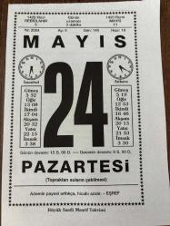 24 MAYIS 2004 - TAKVİM YAPRAĞI - DOĞUM GÜNÜ HEDİYESİ - BÜYÜK SAATLİ MAARİF TAKVİMİ - EŞREF - CAN YÜCEL - İLK TELGRAF HABERLEŞMESİ - ALZHEİMMER RİSKİ ÇALIŞMAYLA AZALIYOR - TEK ÇARE