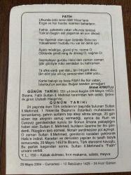 29 MAYIS 2004 - TAKVİM YAPRAĞI - DOĞUM GÜNÜ HEDİYESİ - BÜYÜK SAATLİ MAARİF TAKVİMİ - ATATÜRK - AHMET AYMUYLU - II.MEHMET'E FATİH ÜNVANININ VERİLMESİ - İSTANBUL FETHİNDE ŞEHRE İLK GİREN ULUBATLI HASANDI