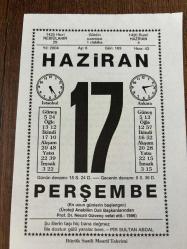 17 HAZİRAN 2004 - TAKVİM YAPRAĞI - DOĞUM GÜNÜ HEDİYESİ - BÜYÜK SAATLİ MAARİF TAKVİMİ - PİR SULTAN ABDAL - PROF. DR. SAMİ AKALIN - RUS BESTEKARI İGOR STRAVİNSKİ DOĞDU - AMELİA ERHART ATLANTİĞİ UÇAKLA AŞAN İLK KADIN PİLOT - BİRAZ HAREKET