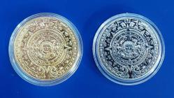 Meksika, Maya Takvimi Temalı, Hatıra Madalyon Seti. 2 Adet. 2012, Altın ve Gümüş Kaplama. Çil (29.53 gr/40 mm)