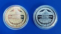 Meksika, Maya Takvimi Temalı, Hatıra Madalyon Seti. 2 Adet. 2012, Altın ve Gümüş Kaplama. Çil (29.53 gr/40 mm)