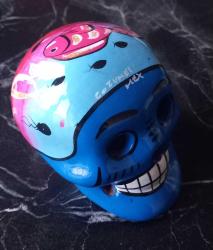 EL YAPIMI EL BOYAMASI SERAMİK KAFA TASI BİBLO.  ÇOK NADİR BİR ÇALIŞMA.  KOLEKSİYONLUK YENİ GİBİ