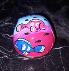 EL YAPIMI EL BOYAMASI SERAMİK KAFA TASI BİBLO.  ÇOK NADİR BİR ÇALIŞMA.  KOLEKSİYONLUK YENİ GİBİ