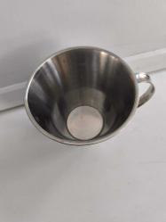 ÇELİK LİTRELİK ÖLÇÜ KABI AZ KULLANILMIŞ 1 LİTRE