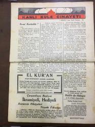 YENİ KÖROĞLU GAZETESİ - 24 ARALIK (KANUNUEVVEL) 1932 - SAYI: 487 - İNGİLİZ DONANMASI İRAN LİMANLARINDA CAKA SATIYOR - İSMET PAŞA DEDİĞİNİ YAPTI, BORÇ ALMADI, BORÇ ÖDEDİ - HALİFE İLE HÜLAGU - KAN, BIÇAK, TABANCA - PERŞEMBE RAMAZAN - MOSTRALIK OLMAK İSTEYENLERLE KIZ BABALARI, ŞU YAZIYI OKUYUN BAKALIM - HİKAYE, ŞEHİRLİNİN FENDİ KASABALIYI YENDİ - SARIK HAVALANDI - İDAM! - KIŞ ve MAHPES - BİR ARŞIN KAR - SİNEMALAR, ELHAMRA ve MELEK, EN BÜYÜK ARTİSTLER GRETA GARBO, RAMON NAVARRO, BÜYÜK CASUSLUK FİLMİ MATAHARİ - 6 ÇOCUKLULAR - TÜRKÇE EZAN - EL KUR'AN, HİLMİ KİTAPHANESİ - KANLI KULE CİNAYETİ, NASIL KURTULDU?