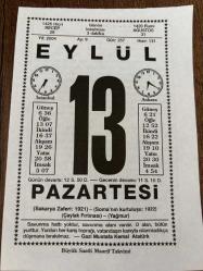 13 EYLÜL 2004 - TAKVİM YAPRAĞI - DOĞUM GÜNÜ HEDİYESİ - BÜYÜK SAATLİ MAARİF TAKVİMİ - GAZİ MUSTAFA KEMAL ATATÜRK - MESUT TARCAN - SAKARYA MEYDAN SAVAŞININ KAZANILMASI - AİSOPOS'DAN ; KIRLANGIÇ İLE KARGA