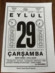 29 EYLÜL 2004 - TAKVİM YAPRAĞI - DOĞUM GÜNÜ HEDİYESİ - BÜYÜK SAATLİ MAARİF TAKVİMİ - HZ.MUHAMMED - YUNUZ EMRE - TÜRK-İTALYAN SAVAŞI BAŞLADI - FRANSIZ ROMANCI EMİLE ZOLA'NIN VEFATI