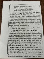 30 EYLÜL 2004 - TAKVİM YAPRAĞI - DOĞUM GÜNÜ HEDİYESİ - BÜYÜK SAATLİ MAARİF TAKVİMİ - MEVLANA - PROF.L.SAMİ AKALIN - MEVLANA CELALETTİN RUMİ DOĞDU - ORUÇ REİS HAÇLI DONANMASINA KARŞI ZAFER KAZANDI