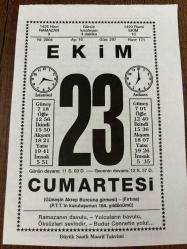 23 EKİM 2004 - TAKVİM YAPRAĞI - DOĞUM GÜNÜ HEDİYESİ - BÜYÜK SAATLİ MAARİF TAKVİMİ - HZ.MUHAMMED - PİERRE LOTİ ROMANINA KONU OLAN AZİYADE ÖLDÜ - GÜNEŞ AKREP BURCUNDA - AKREP BURCUNDA DOĞANLAR