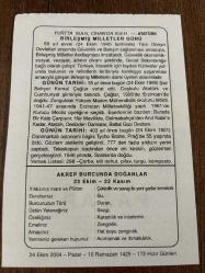 24 EKİM 2004 - TAKVİM YAPRAĞI - DOĞUM GÜNÜ HEDİYESİ - BÜYÜK SAATLİ MAARİF TAKVİMİ - DR.FARUK BAYÜLKEM - ATATÜRK - BİRLEŞMİŞ MİLLETLER GÜNÜ - ŞAİR BEHÇET KEMAL ÇAĞLAR VEFAT ETTİ - BEHÇET KEMAL ÇAĞLAR - ASTRONOMİ BİLGİNİ TYCHO BRAHE ÖLDÜ - AKREP BURCUNDA DOĞANLAR