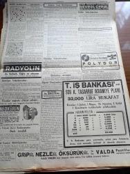 Cumhuriyet Gazetesi - 6 İkincikanun (Ocak) 1939 - Hangisi Önce Yazan Nadir Nadi Köşe Yazısı - Alman Leh Münasebeti - Hitler'le Leh Hariciye Nazırı Bek Uzun Bir Mülakat Yaptı - Vekiller Heyeti Dün İsmet İnönü'nün Riyasetinde Uzun Bir Toplantı Yaptı - Amerikan Cumhurreisi Roosevelt'in Nutku - Fransız Başvekili Daladye Dün Cezayire Hareket Etti - Katalonya Cephesinde Cereyan Eden Harbin Haritası - Yahudi Muhacereti Yazan Muharrem Feyzi Togay Köşe Yazısı - Tarihte Büyük Deniz Muharebeleri Nakleden Abidin Daver Yazı Dizisi - Fenerbahçe'nin Yeni İmar Projesi - Adana'nın  Kurtuluşunun 17. Yıldönümü - Atatürk'ten Hatıralar Ve İbretler Yazan İsmail Habib Yazı - Sinema Fernand Gravey Mi Gravet Mi Fotoğrafı - İlkbahar Geceleri Filmi Bu Akşam Taksim Sinemasında - Markopolo'nun Müthiş Maceraları Başrolde Gary Cooper Ve Sigrid Guri - Şarkın Debdebe Ve Saltanat Ülkesi Siyam - Bu Hafta Yapılacak Lig Maçları - Vefa Galatasaray Maçı - Fenerbahçe Süleymaniye Maçı - Kim Derdi Ki Yazan Vicky Baum