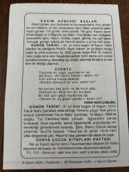 8 KASIM 2004 - TAKVİM YAPRAĞI - DOĞUM GÜNÜ HEDİYESİ - BÜYÜK SAATLİ MAARİF TAKVİMİ - LEHMANN - KASIM GÜNLERİ BAŞLAR - PROF. DR. NADİR HATEMİ VEFAT ETTİ - FARUK NAFİZ ÇAMLIBEL - ŞAİR FARUK NAFİZ ÇAMLIBEL VEFAT ETTİ - DÜNYA ÇOCUK KİTAPLARI HAFTASI