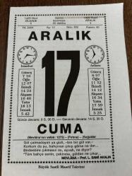 17 ARALIK 2004 - TAKVİM YAPRAĞI - DOĞUM GÜNÜ HEDİYESİ - BÜYÜK SAATLİ MAARİF TAKVİMİ - PROF.L.SAMİ AKALIN - HZ.MEVLANA - PROF. L. SAMİ AKALIN - MEVLANA VEFAT ETTİ - ALMAN BESTECİ LUDWİG VAN BEETHOVEN DOĞDU