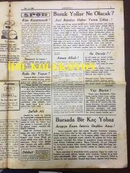 YENİ KÖROĞLU GAZETESİ - 8 ŞUBAT 1933 - SAYI: 500 - ALMANYA'DAKİ YENİ HÜKUMET FRANSIZI KORKUTUYOR - SAT MALI AL BALI - KARADENİZE ÇIKACAK MAL, AKDENİZDEN GİDECEK MAHSUL İÇİN DEVLET ADAMLARI YERİNDE ARAŞTIRMA YAPTILAR - BURSA'DA BİRKAÇ YOBAZIN MARİFEYİ - NEDEN KIYDI? PARASIZLIKTAN! - HEDİYELİK İMAM, HİKAYE - BOYALI TUZ - SİNEMA MELEK ve ELHAMRA'DA, BU GECE BENİ SEV, MAURICE CHEVALIER İLE JEANETTE MAC DONALD'IN ŞAHESERİ - RAKI NE YAPAR? - ŞAFAK ALİ - BOZUK YOLLAR NE OLACAK? - BURSA'DA BİRKAÇ  YOBAZ ARAPÇA EZAN İSTERİZ DEDŞKER AMA! - HALİFE İLE HÜLAGU, İSLAM TARİHİ, HÜLAGU BAĞDADA DAYANDI, ÖZ TÜRKÇE YAZDIĞI NAMEYİ HALİFEYE YOLLADI. FAKAT ARAP HALİFE HAMAM ALEMLERİNDE KEYFEDİYORDU - ADAPAZARI VOLEYBOL TAKIMI 1933 FOTOĞRAFI - YÜZBAŞI CELAL