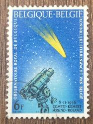 Belçika Pulu - Belgium Stamp -Postadan Geçmiş Pul Filateli - DAMGALI - 8 .11.1956 Arend-Roland Kuyruklu Yıldızı'nı, Gözlemevi'ni Göstren Pul , 6 PARA - YABANCI PULLAR - NOSTALJİK DOĞUM GÜNÜ HEDİYESİ