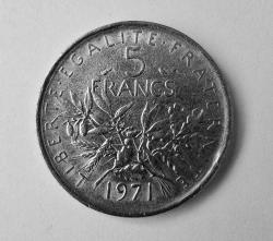 310// 5 FRANCS (1971) NİKEL, Çil Kondisyonda