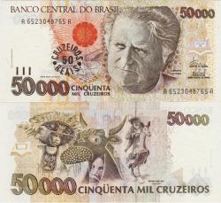 BREZİLYA 50.000 CRUZEIROS 1993 FOLKLOR TEMALI. ÇİL KONDİSYON.