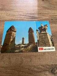 Peri bacaları ve Nevşehir Atatürk anıtı keskin color kartpostalı 15x12  ebatında